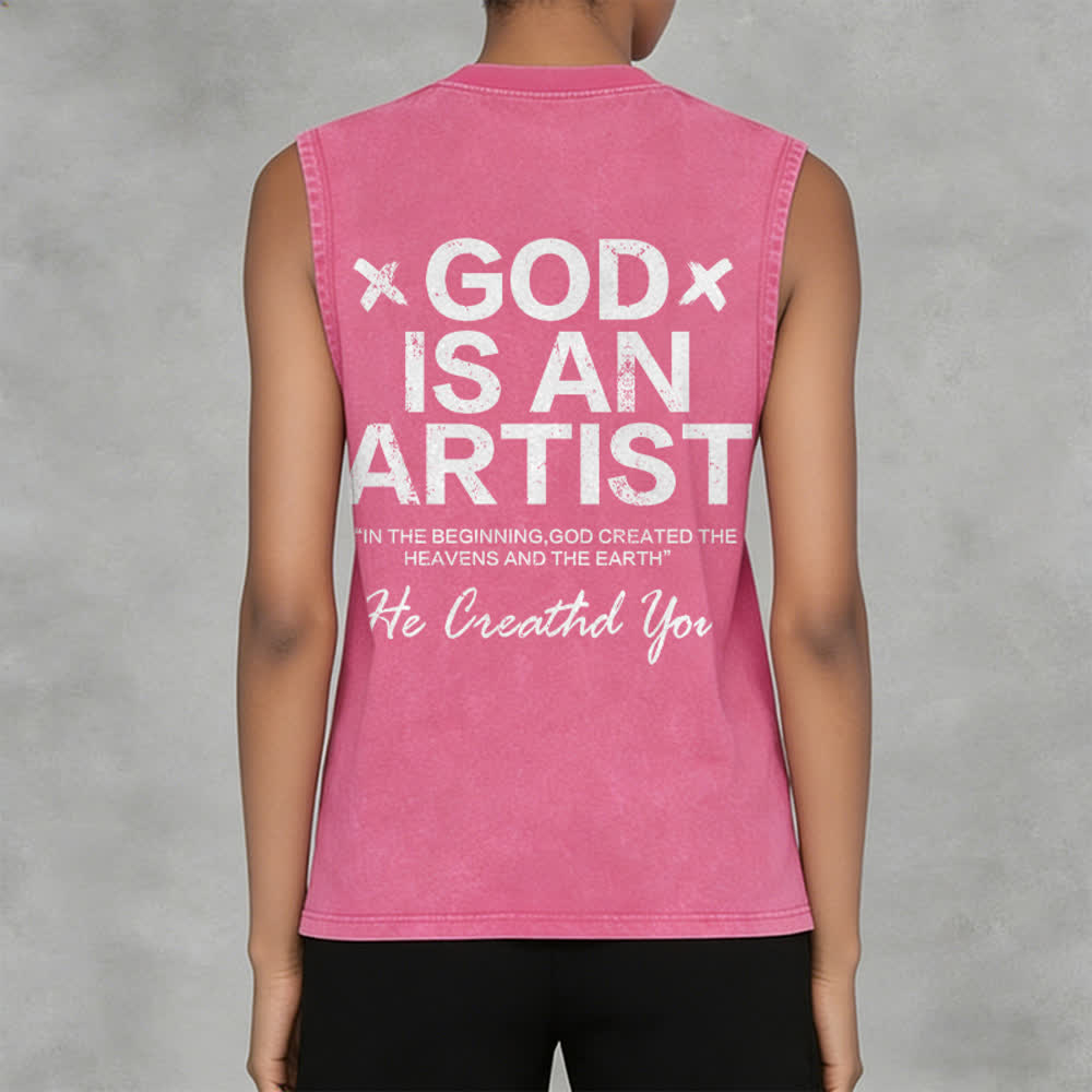 Christianartworkshop Débardeur unisexe délavé « Dieu est un artiste » - image 14