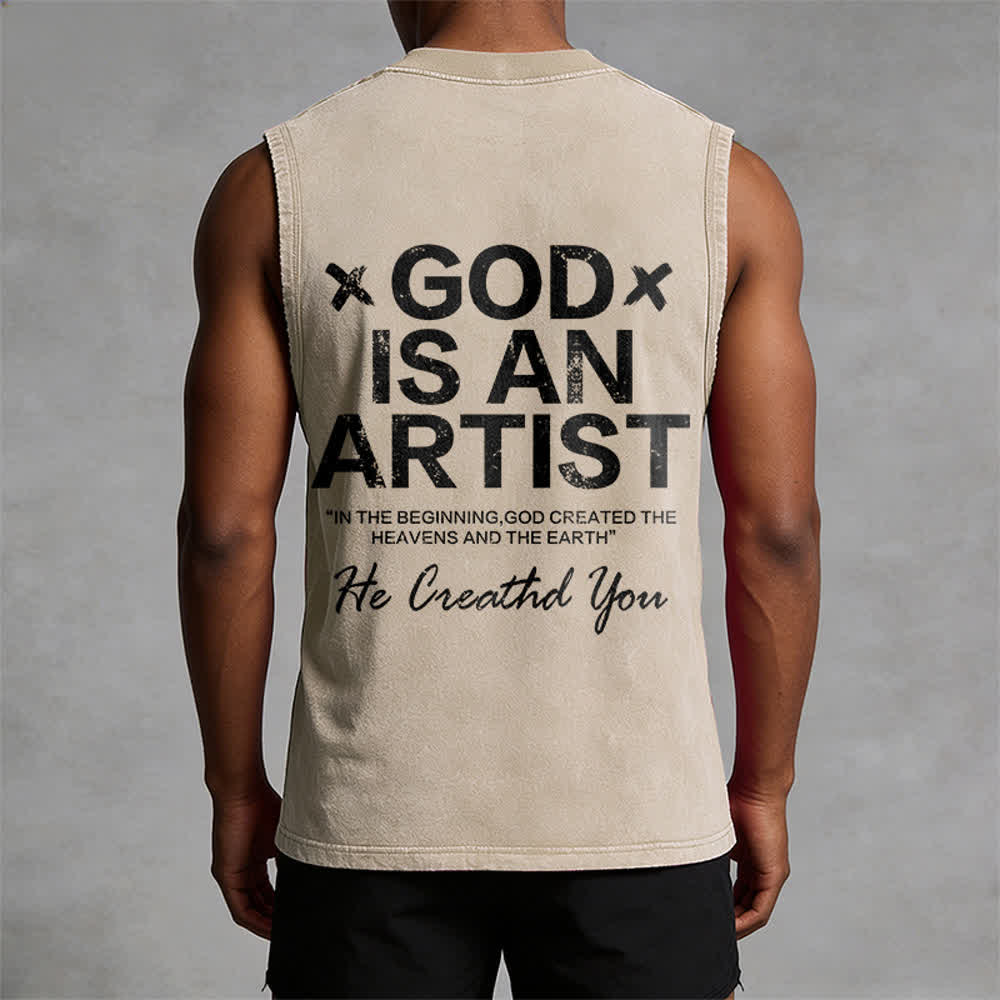 Christianartworkshop Débardeur unisexe délavé « Dieu est un artiste » - image 10
