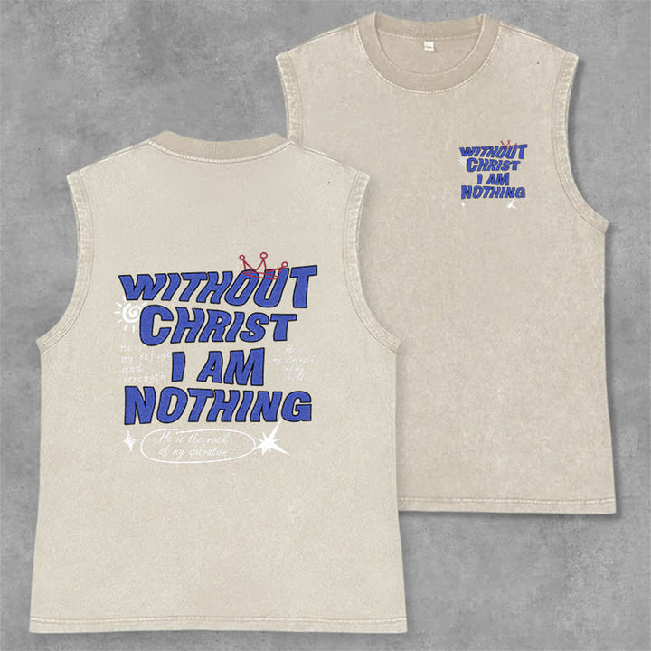 Christianartworkshop Débardeur unisexe lavé « Sans Christ, je ne suis rien » - Beige - 2XL - image 0