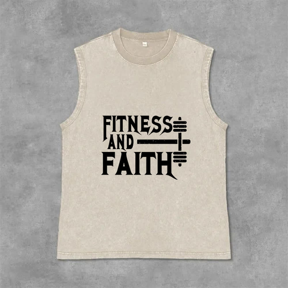 Christianartworkshop Débardeur unisexe lavé Fitness And Faith - Beige - 2XL - image 6