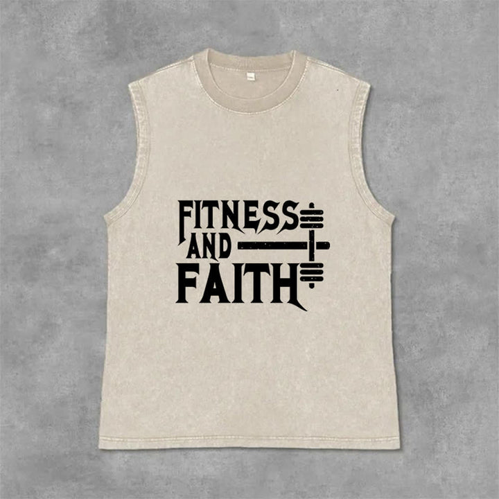 Christianartworkshop Débardeur unisexe lavé Fitness And Faith - Beige - 2XL - image 6