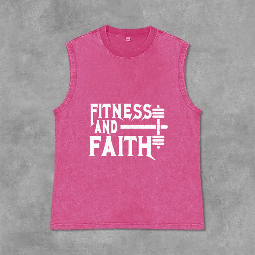Christianartworkshop Débardeur unisexe lavé Fitness And Faith - Rose - 2XL - image 9