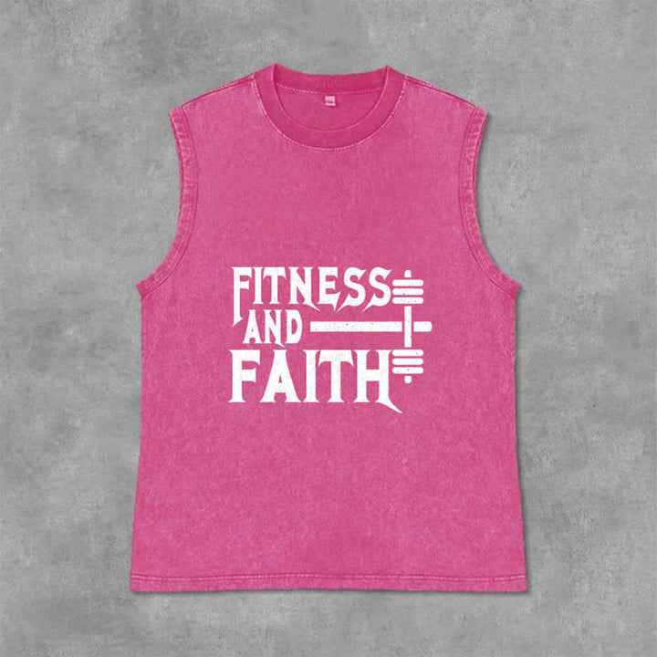 Christianartworkshop Débardeur unisexe lavé Fitness And Faith - Rose - 2XL - image 9