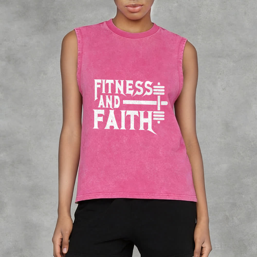 Christianartworkshop Débardeur unisexe lavé Fitness And Faith - image 11