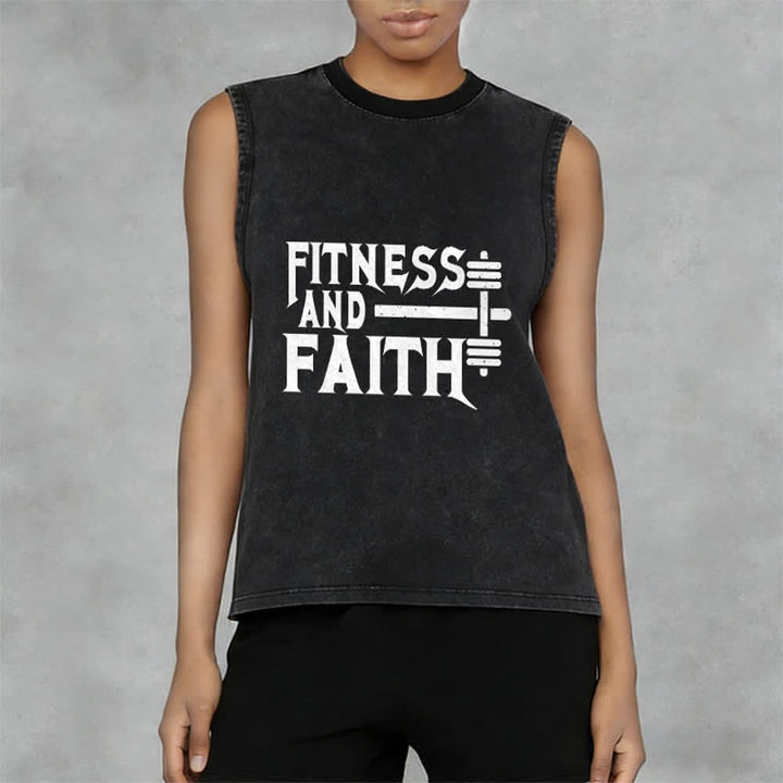 Christianartworkshop Débardeur unisexe lavé Fitness And Faith - image 2