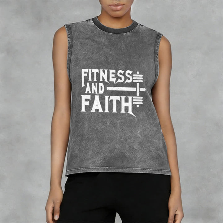 Christianartworkshop Débardeur unisexe lavé Fitness And Faith - image 5