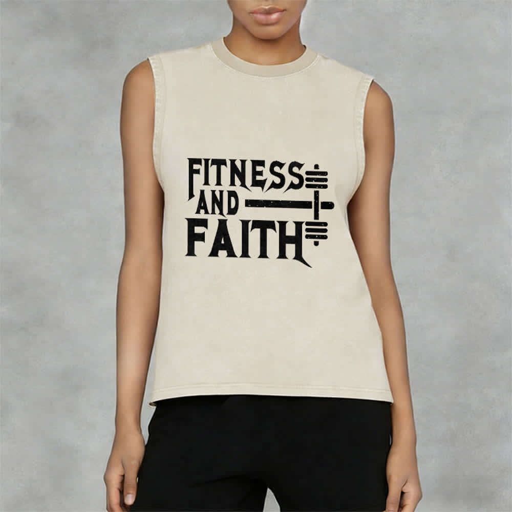 Christianartworkshop Débardeur unisexe lavé Fitness And Faith - image 8