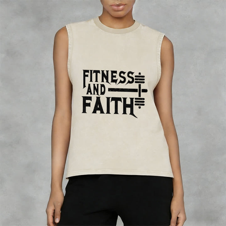 Christianartworkshop Débardeur unisexe lavé Fitness And Faith - image 8