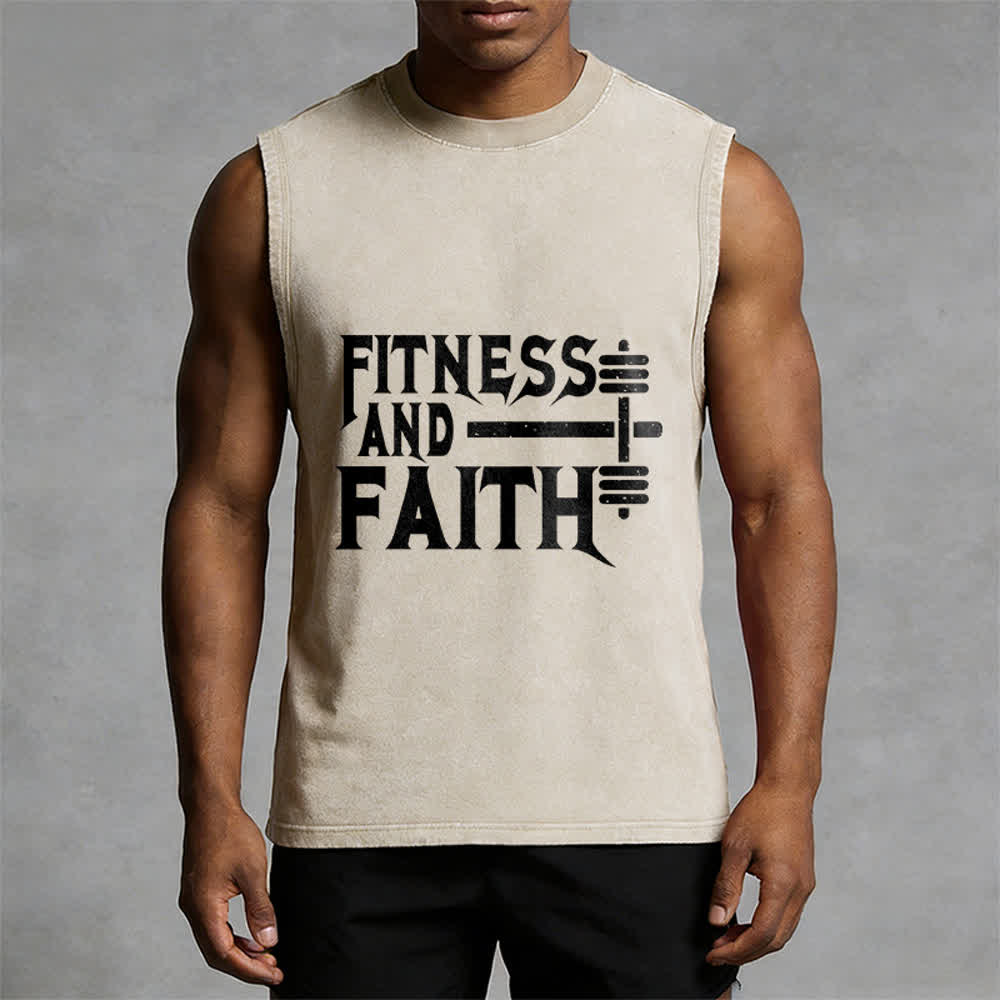 Christianartworkshop Débardeur unisexe lavé Fitness And Faith - image 7