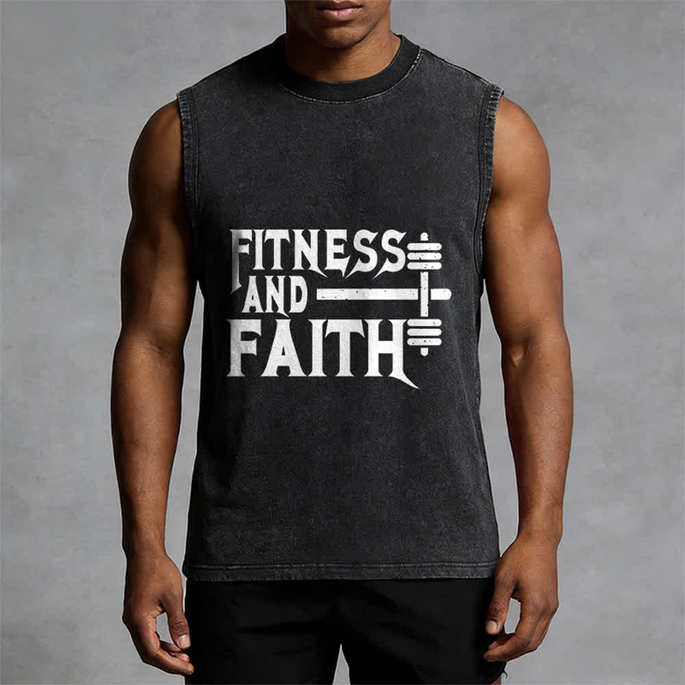 Christianartworkshop Débardeur unisexe lavé Fitness And Faith - image 1