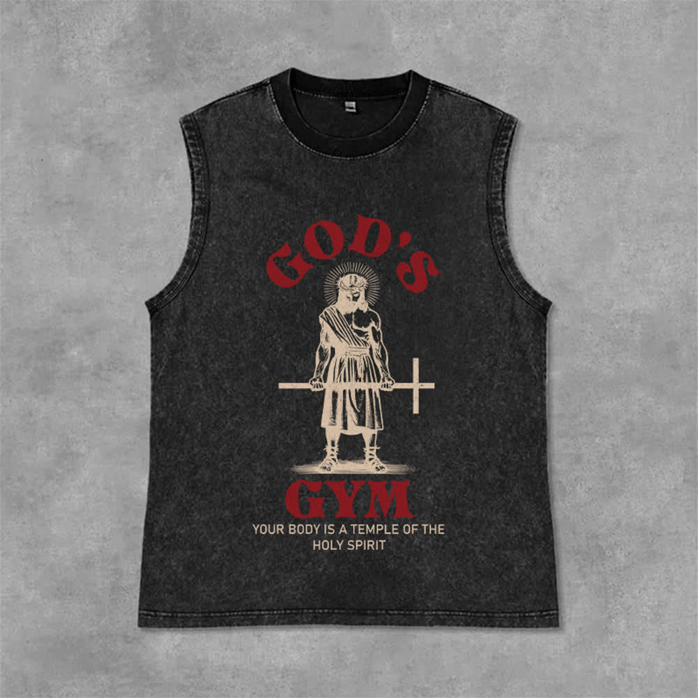Christianartworkshop Débardeur unisexe lavé « Ton corps est un temple du Saint-Esprit » - Noir - 2XL - image 3