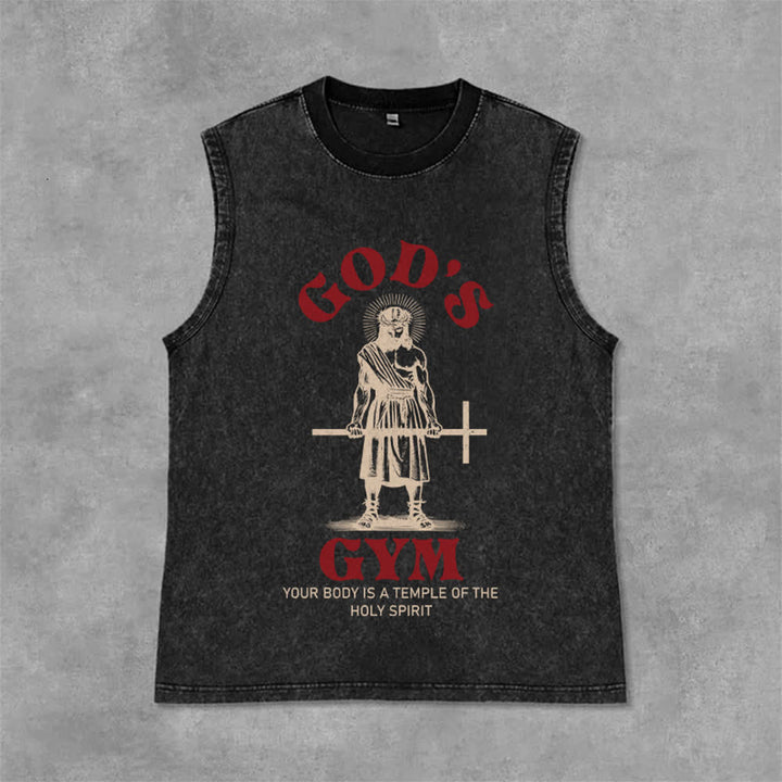 Christianartworkshop Débardeur unisexe lavé « Ton corps est un temple du Saint-Esprit » - Noir - 2XL - image 3