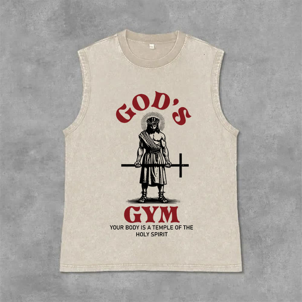 Christianartworkshop Débardeur unisexe lavé « Ton corps est un temple du Saint-Esprit » - Beige - 2XL - image 0