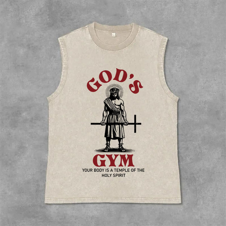 Christianartworkshop Débardeur unisexe lavé « Ton corps est un temple du Saint-Esprit » - Beige - 2XL - image 0