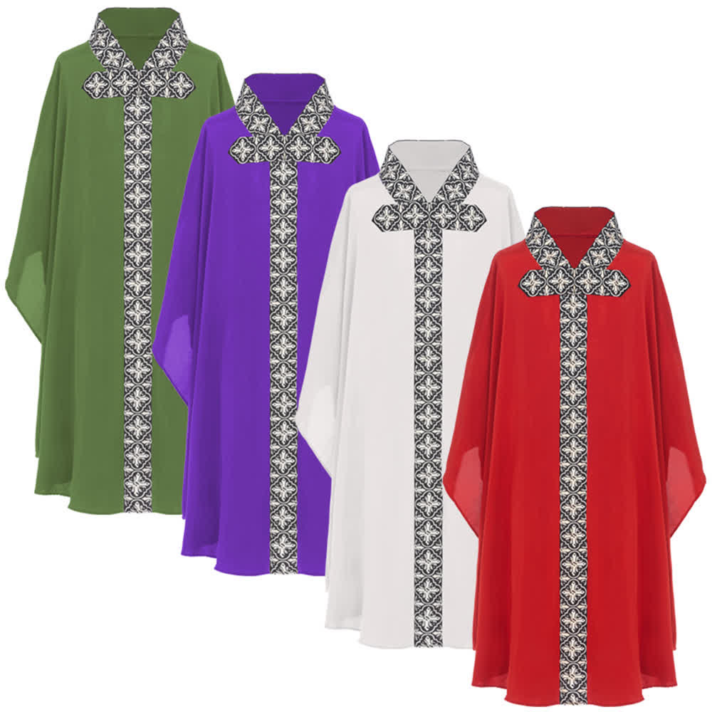 Christianartworkshop Soutane ornée de croix multicolores, robe de clergé pour les cérémonies sacrées - image 1