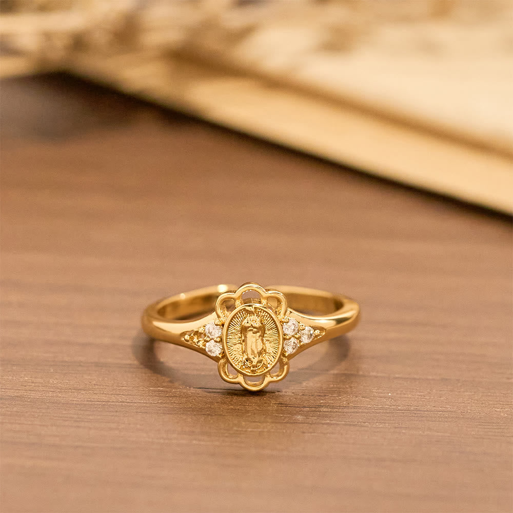 Christianartworkshop Bague Notre-Dame en zircon filigrané : emblème de la grâce et de la délicatesse mariales - image 3