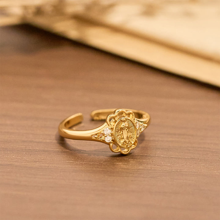 Christianartworkshop Bague Notre-Dame en zircon filigrané : emblème de la grâce et de la délicatesse mariales - image 2