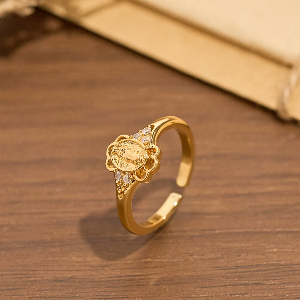 Christianartworkshop Bague Notre-Dame en zircon filigrané : emblème de la grâce et de la délicatesse mariales - image 1