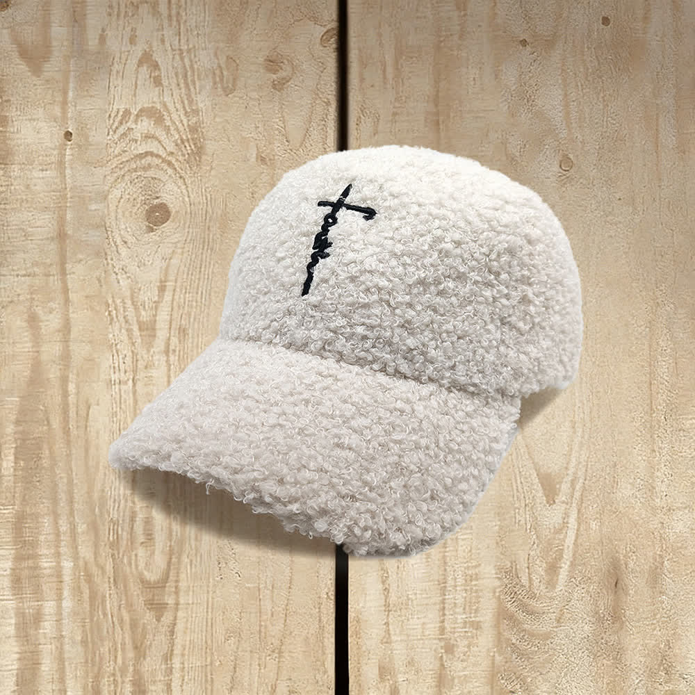 Christianartworkshop Casquette de baseball duveteuse brodée d'une croix de la foi - Beige - image 8