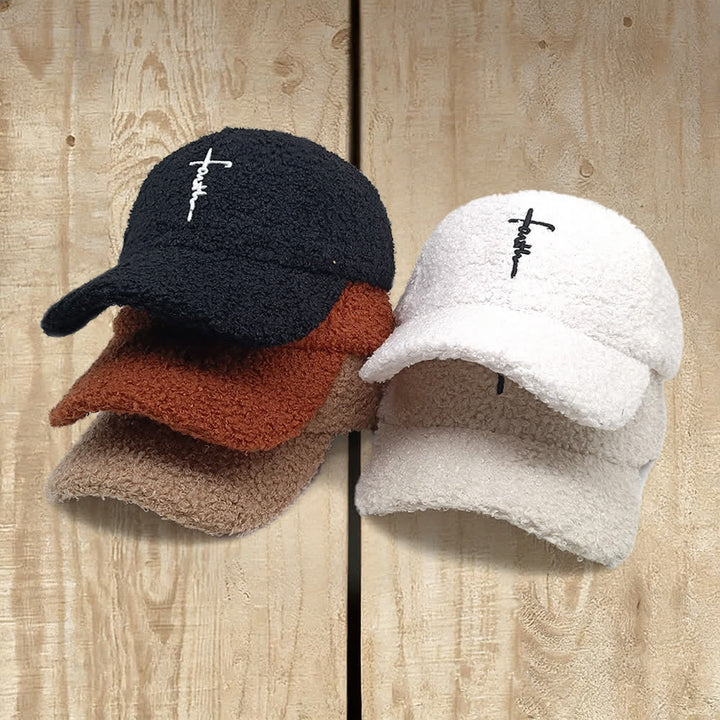 Christianartworkshop Casquette de baseball duveteuse brodée d'une croix de la foi - image 1
