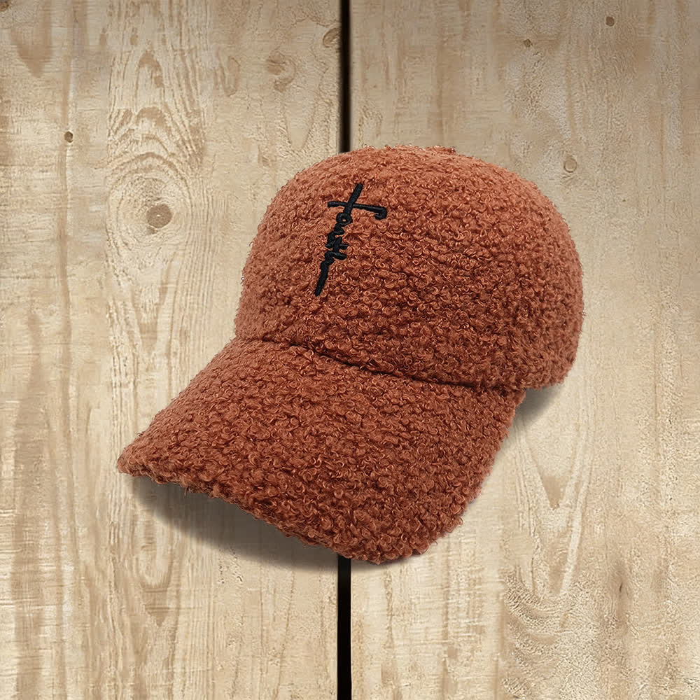 Christianartworkshop Casquette de baseball duveteuse brodée d'une croix de la foi - Caramel - image 9
