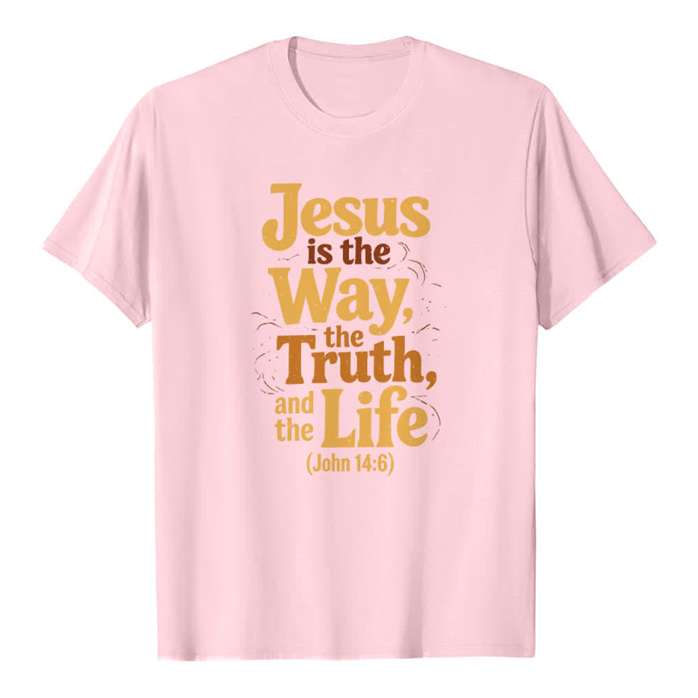 Christianartworkshop T-shirt premium « Jésus est le chemin, la vérité, la vie » - Rose - 2XL - image 1