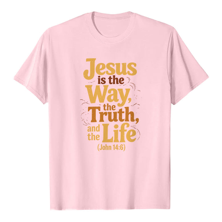 Christianartworkshop T-shirt premium « Jésus est le chemin, la vérité, la vie » - Rose - 2XL - image 1