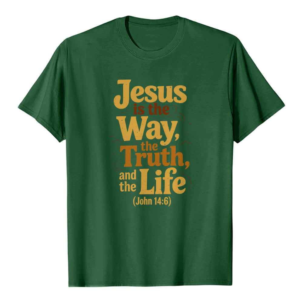 Christianartworkshop T-shirt premium « Jésus est le chemin, la vérité, la vie » - Vert foncé - 2XL - image 4
