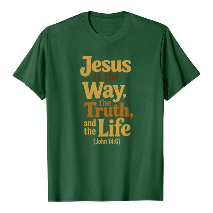 Christianartworkshop T-shirt premium « Jésus est le chemin, la vérité, la vie » - Vert foncé - 2XL - image 4