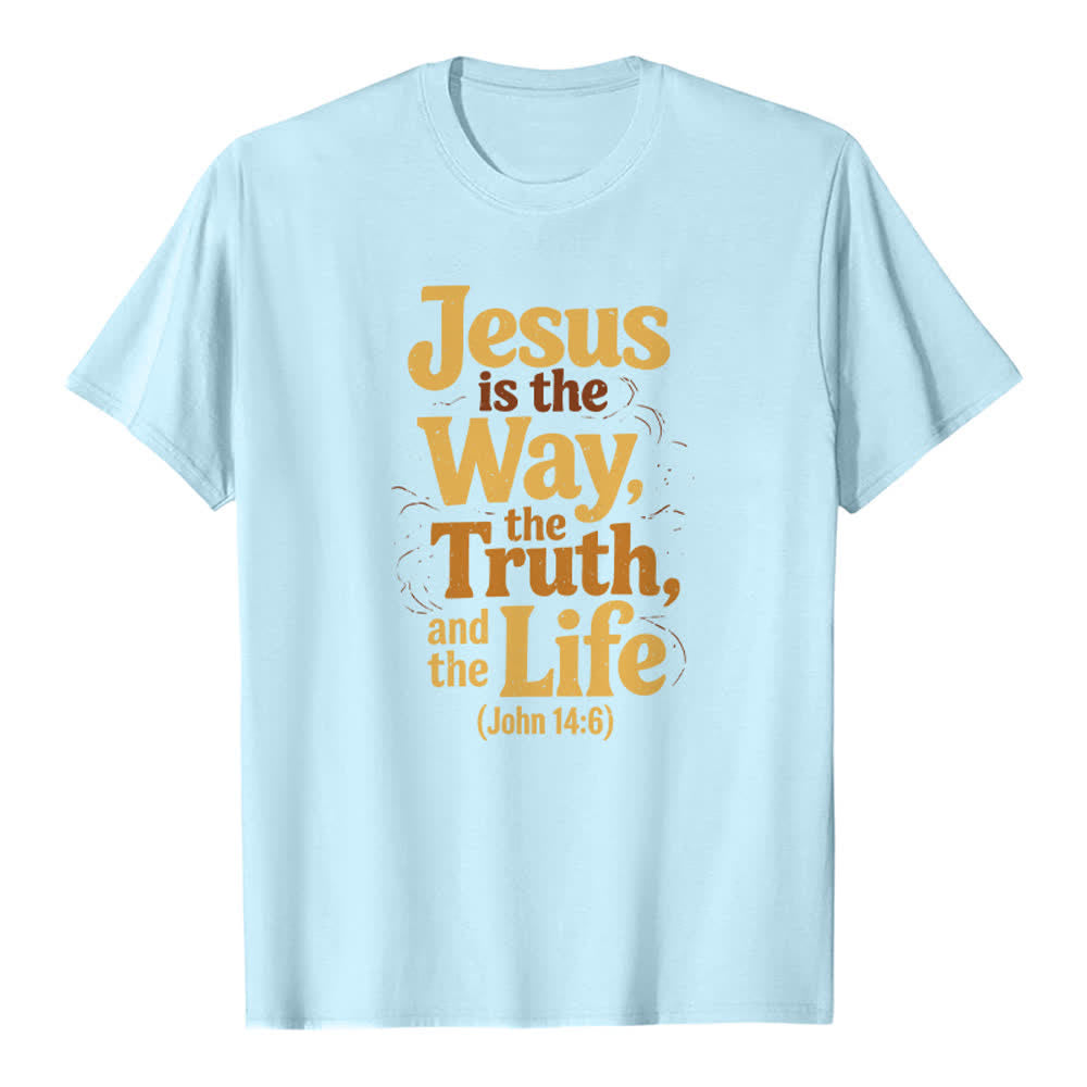 Christianartworkshop T-shirt premium « Jésus est le chemin, la vérité, la vie » - Bleu - 2XL - image 5