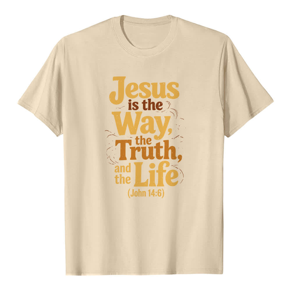 Christianartworkshop T-shirt premium « Jésus est le chemin, la vérité, la vie » - Beige - 2XL - image 0