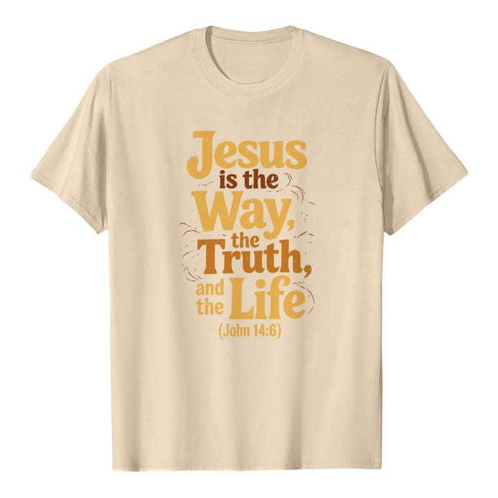 Christianartworkshop T-shirt premium « Jésus est le chemin, la vérité, la vie » - Beige - 2XL - image 0