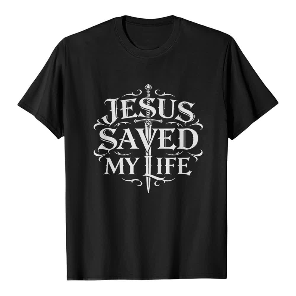 Christianartworkshop T-shirt premium vintage gothique « Jésus m'a sauvé la vie » - Noir - 2XL - image 0