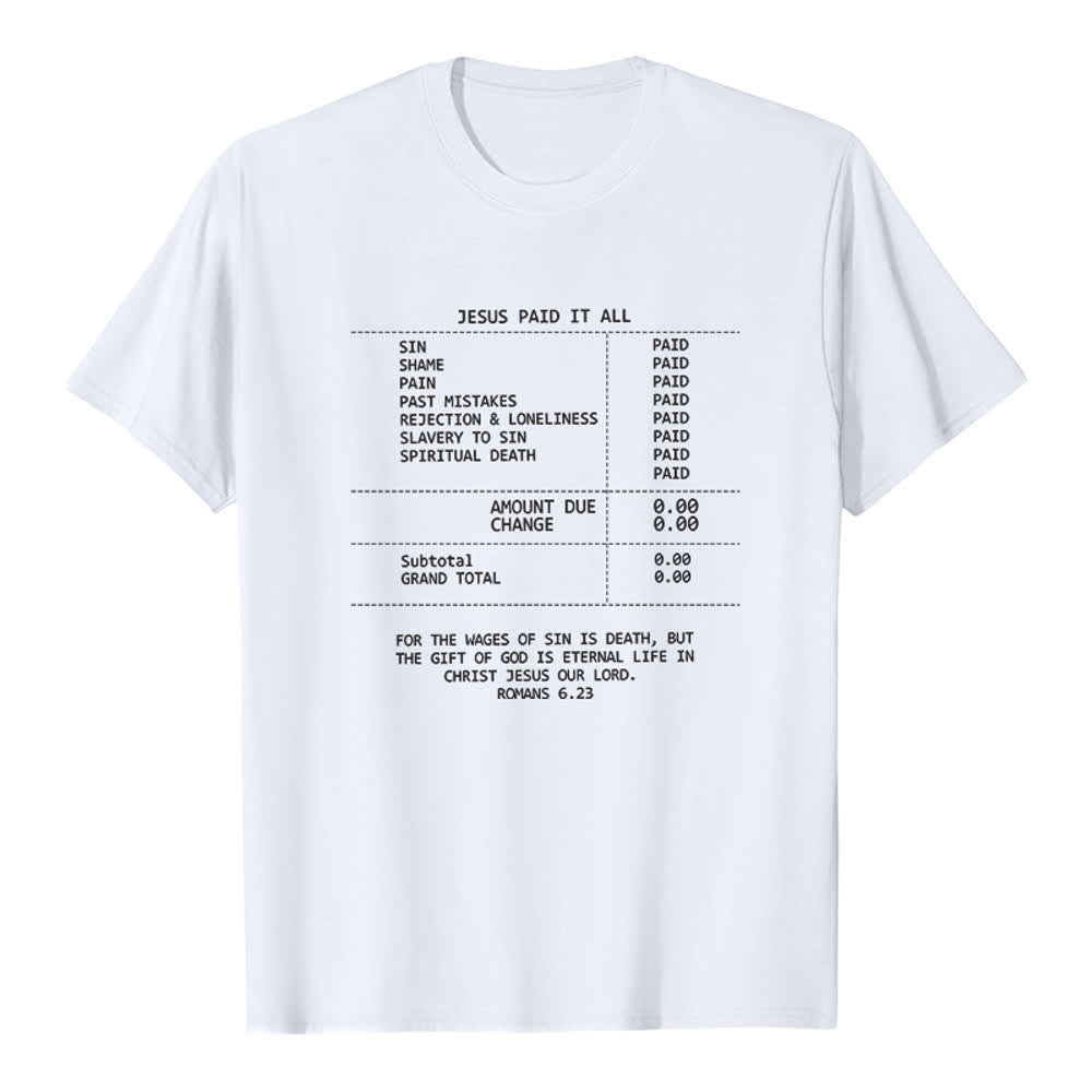 Christianartworkshop T-shirt premium avec reçu « Jésus a tout payé » - Blanc - 2XL - image 7