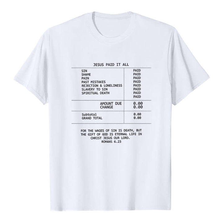Christianartworkshop T-shirt premium avec reçu « Jésus a tout payé » - Blanc - 2XL - image 7