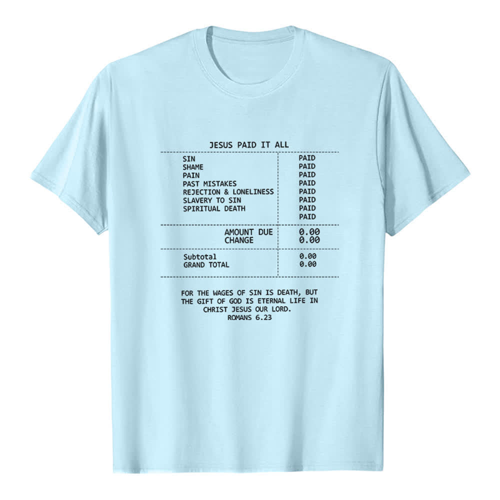 Christianartworkshop T-shirt premium avec reçu « Jésus a tout payé » - Bleu - 2XL - image 5