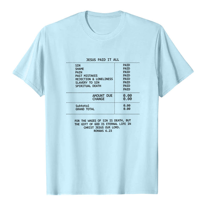 Christianartworkshop T-shirt premium avec reçu « Jésus a tout payé » - Bleu - 2XL - image 5