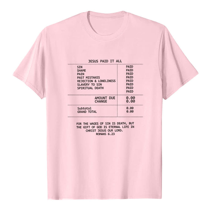 Christianartworkshop T-shirt premium avec reçu « Jésus a tout payé » - Rose - 2XL - image 1
