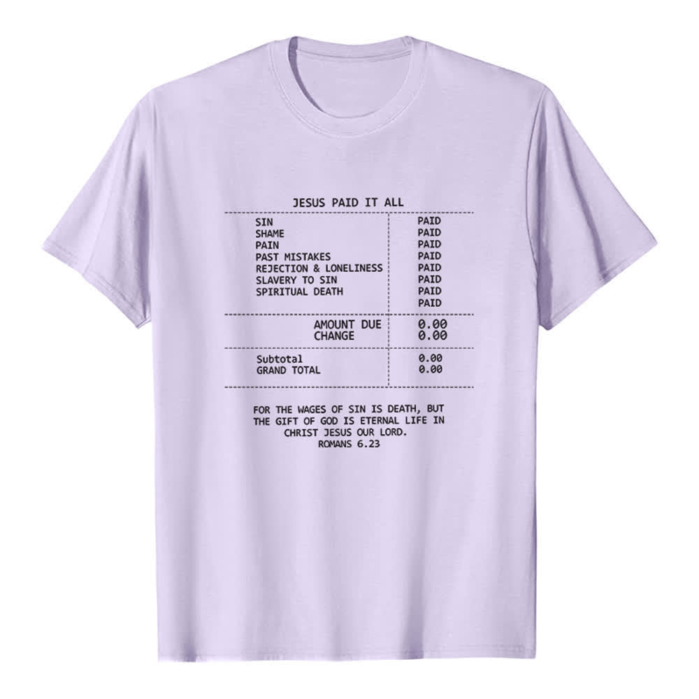 Christianartworkshop T-shirt premium avec reçu « Jésus a tout payé » - Violet - 2XL - image 2