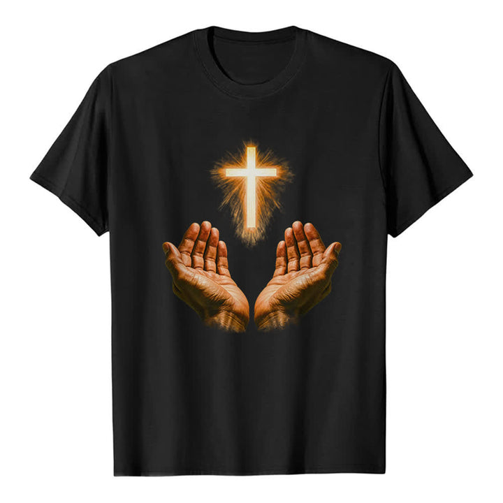 Christianartworkshop T-shirt premium avec la croix de Jésus dans les mains - Noir - 2XL - image 8