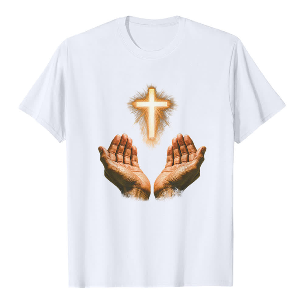 Christianartworkshop T-shirt premium avec la croix de Jésus dans les mains - Blanc - 2XL - image 6
