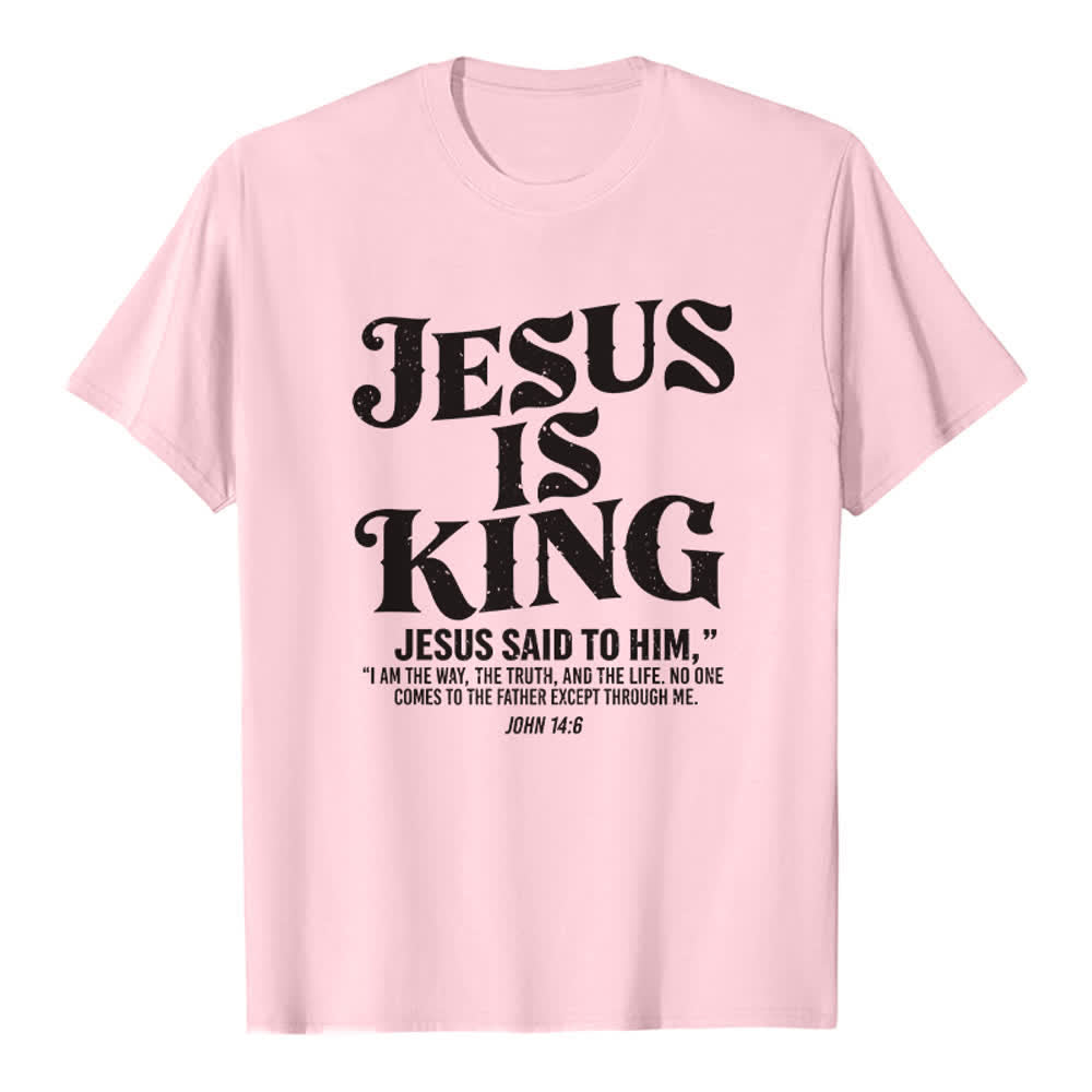 Christianartworkshop T-shirt premium « Jésus est roi Jean 14:6 » - Rose - 2XL - image 1