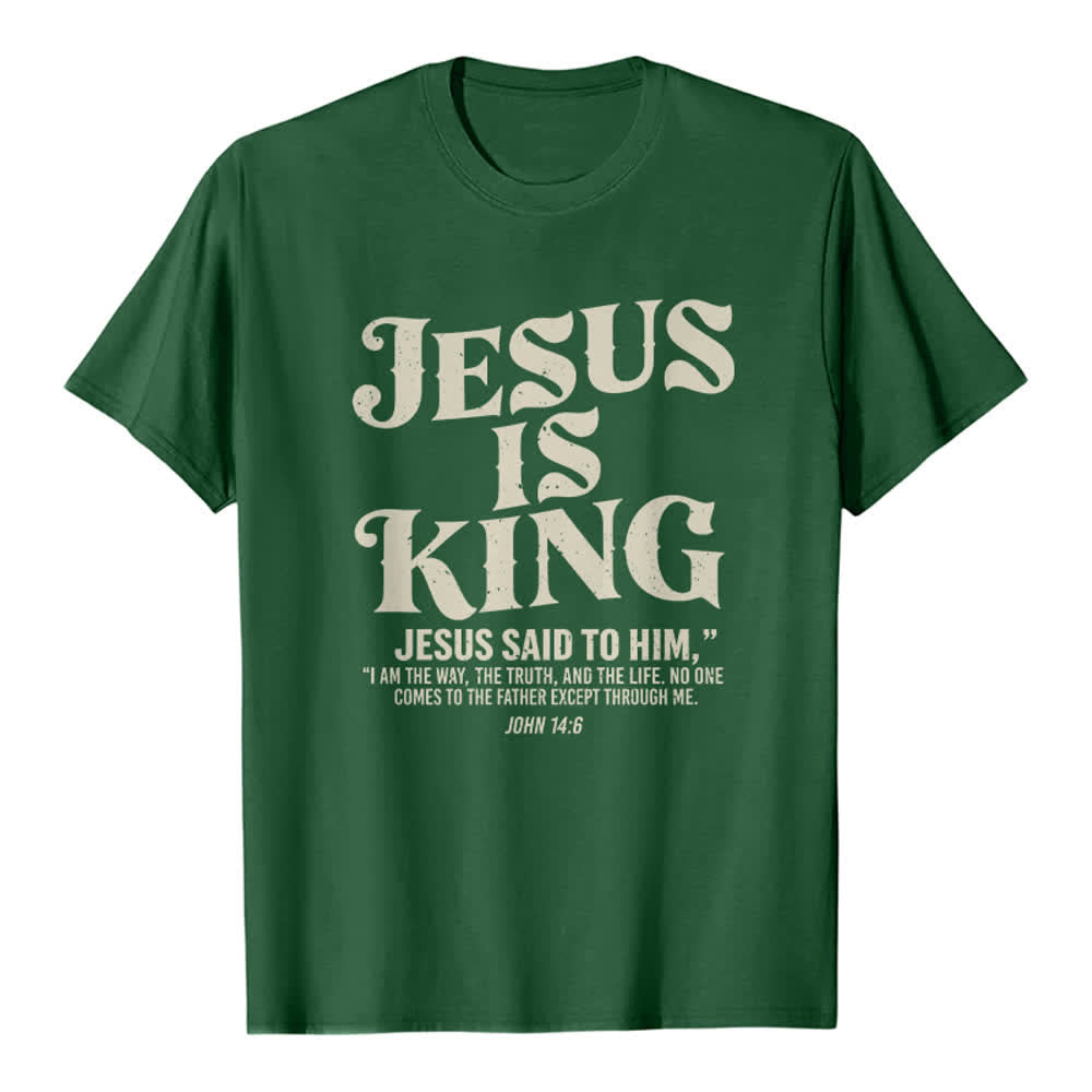 Christianartworkshop T-shirt premium « Jésus est roi Jean 14:6 » - Vert foncé - 2XL - image 0