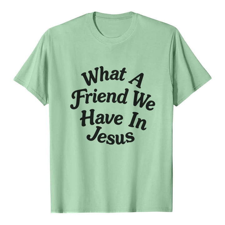 Christianartworkshop T-shirt premium « Quel ami nous avons en Jésus » - Vert clair - 2XL - image 0