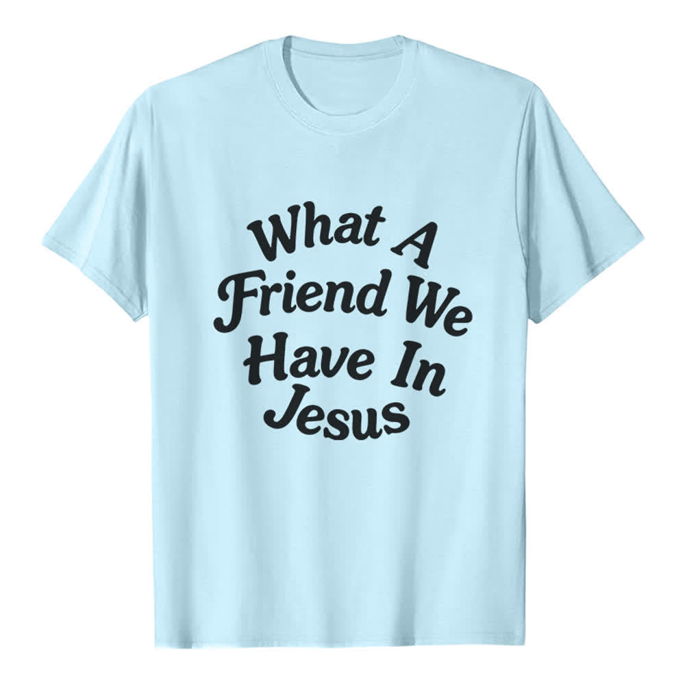Christianartworkshop T-shirt premium « Quel ami nous avons en Jésus » - Bleu - 2XL - image 4