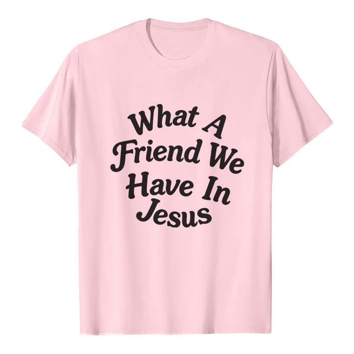 Christianartworkshop T-shirt premium « Quel ami nous avons en Jésus » - Rose - 2XL - image 1