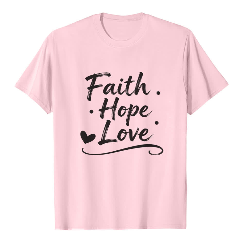 Christianartworkshop T-shirt premium vintage écrit à la main « Foi, Espoir, Amour » - Rose - 2XL - image 0