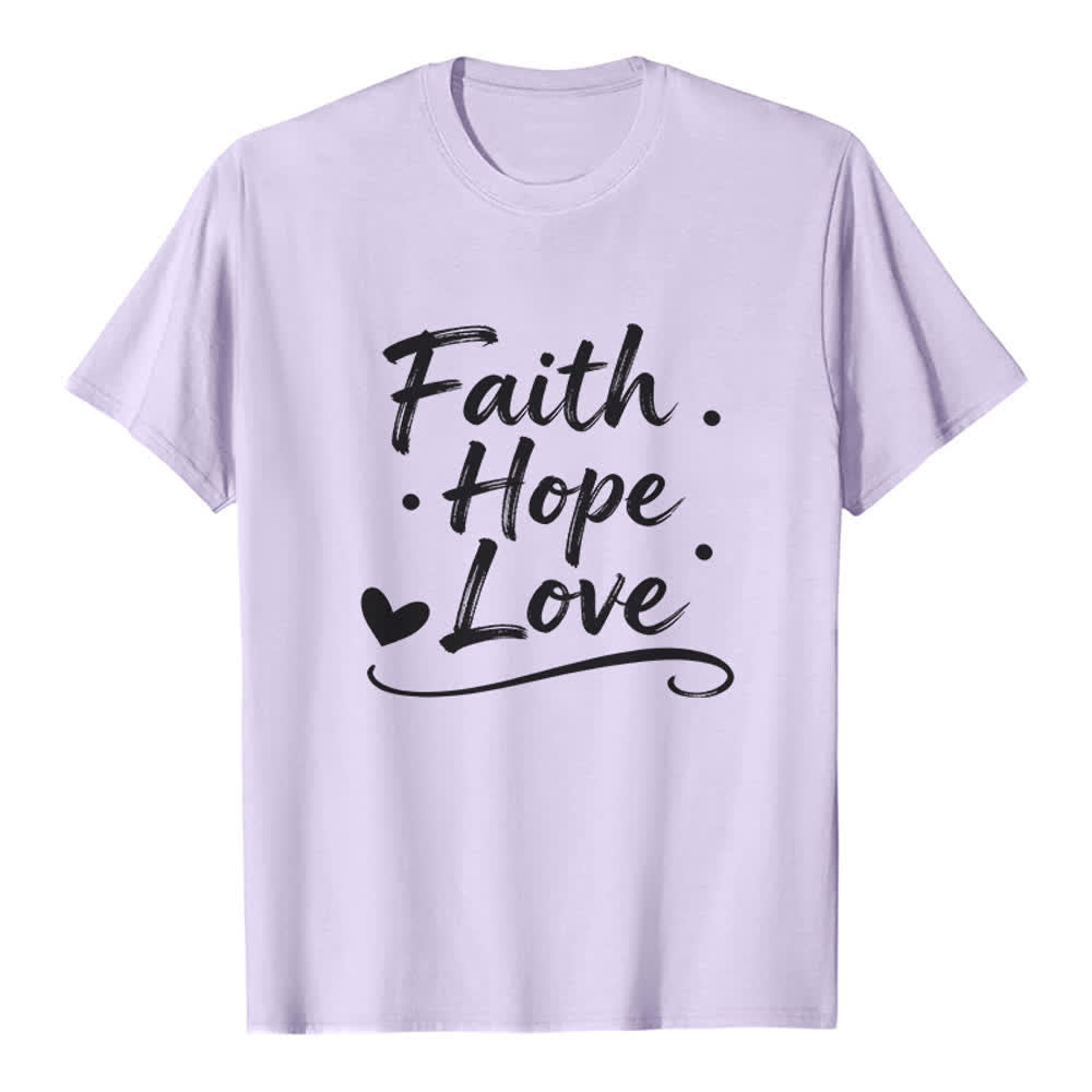 Christianartworkshop T-shirt premium vintage écrit à la main « Foi, Espoir, Amour » - Violet - 2XL - image 1
