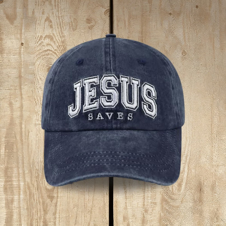 Casquette de baseball rétro universitaire Christianartworkshop « Jésus sauve » - Bleu marine - image 6