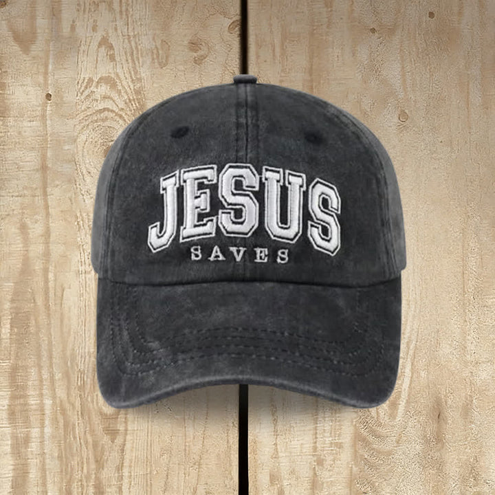 Casquette de baseball rétro universitaire Christianartworkshop « Jésus sauve » - Noir - image 0